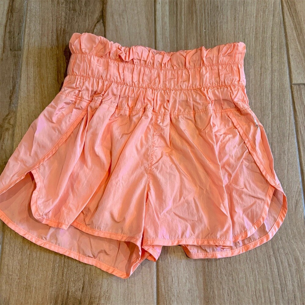 FP Movement The Way Home Shorts Womens XS Orange Smocked High Rise